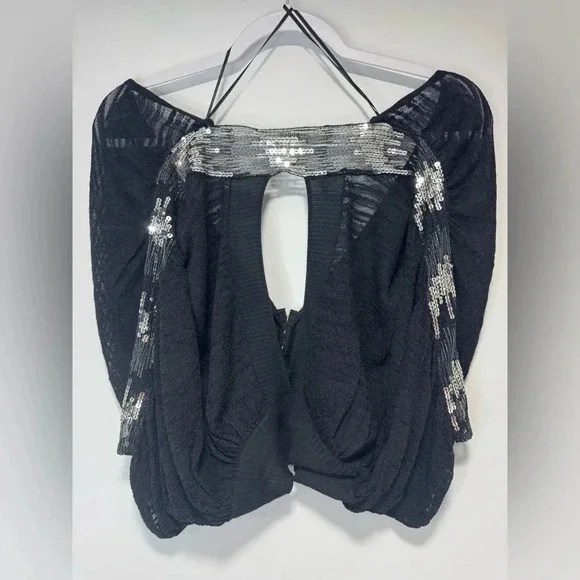 Free People Black and Silver Evening Shrug - Size small - Picture 3 of 11